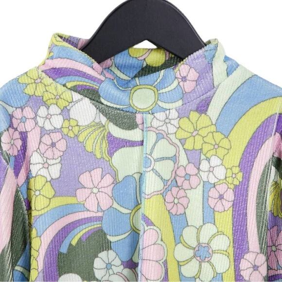 DAMSON Madder Nwot Psychedelic Print Mock Turtleneck Size 8 Purple Blue Yellow - Picture 5 of 10